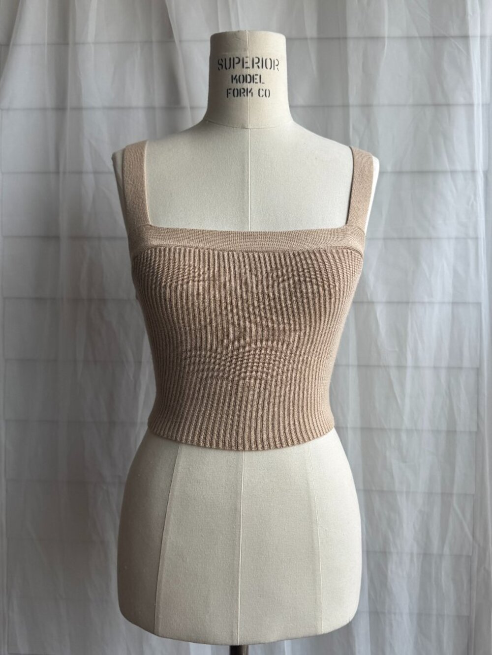 ribbed square neck tank top